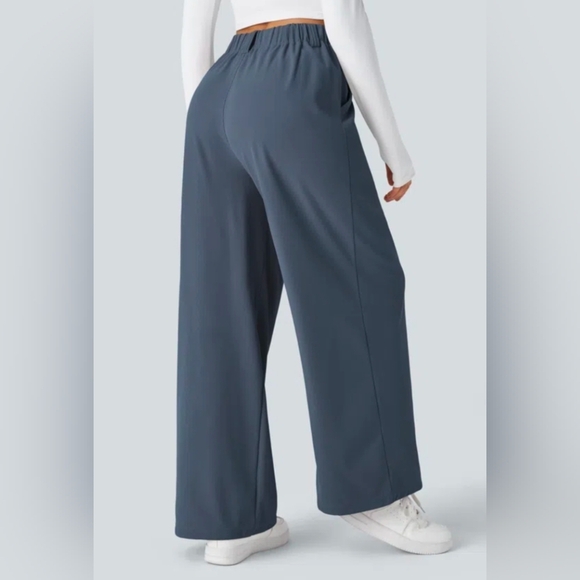 NWT Halara Grisaille Gray High Waisted Wide Leg Waffle Weave Work Pants, US L - Picture 3 of 7